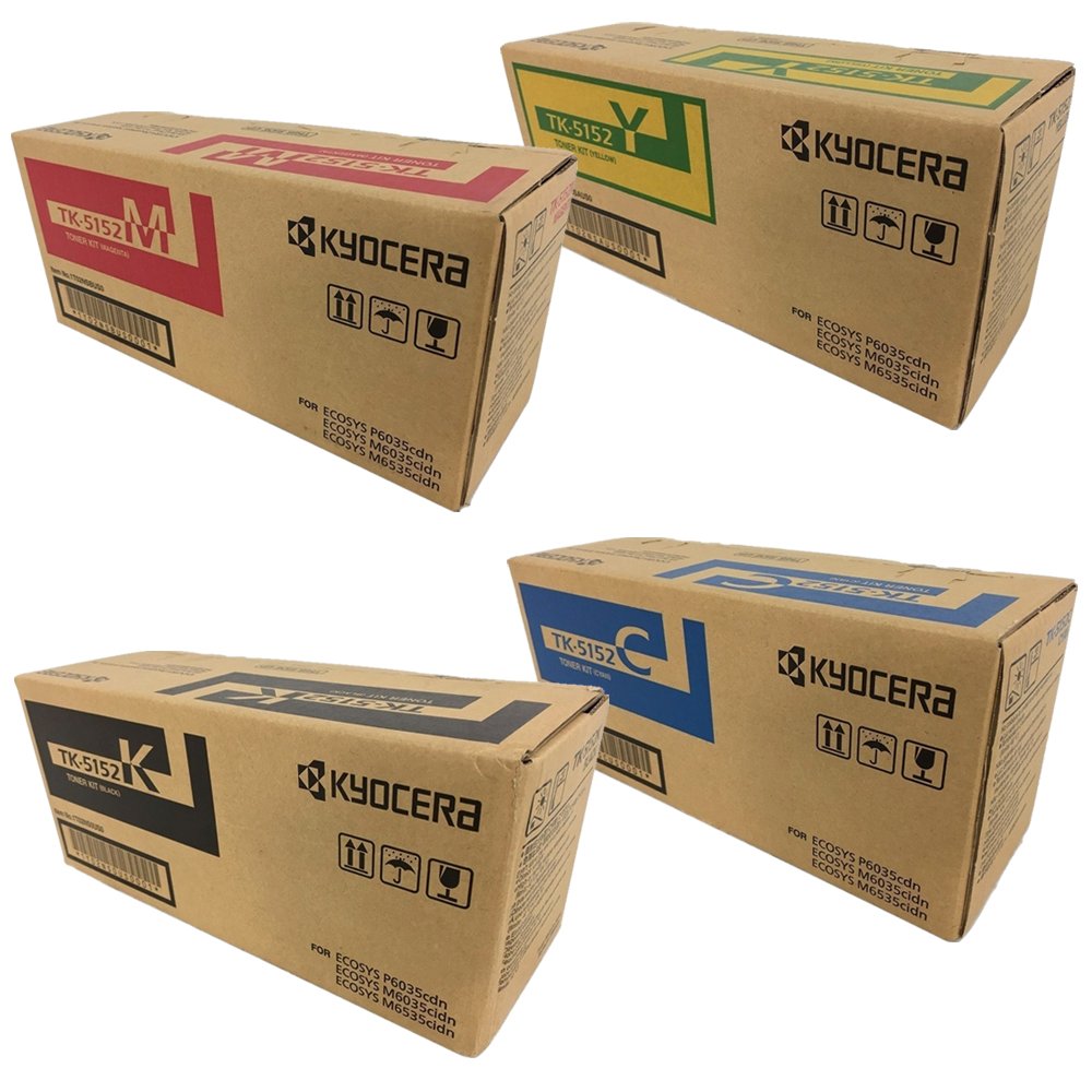 KYOCERA TK5152 Black, Cyan, Magenta, Yellow Original Laserjet Toner Cartridge Set for Kyocera ECOSYS M6035cidn, M6535cidn and P6035cdn