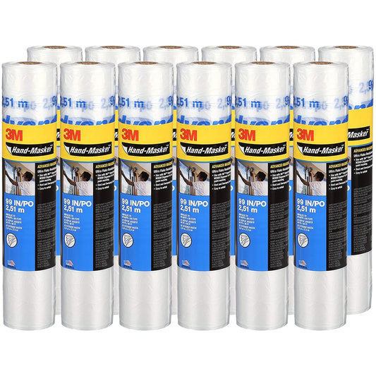 3M AMF99 Hand-Masker Pre-Folded Masking Film, 99" x 90', 12 Rolls