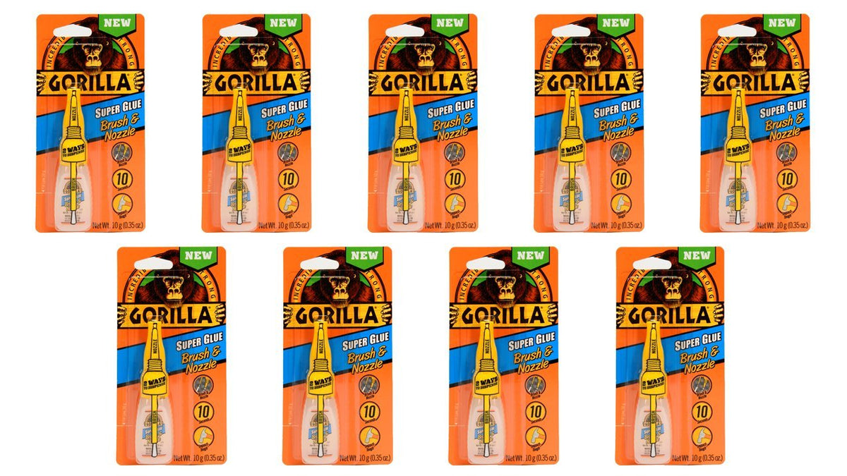 Gorilla Super Glue Brush & Nozzle 10g Pack of 9