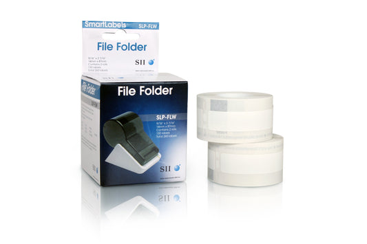 Seiko SLPFLW Self-Adhesive File Folder Labels 9/16 x 3-7/16 White 260/Box