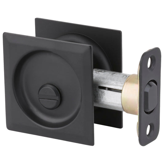 Kwikset 335SQT-514 Square Pocket Door Lock Iron Black