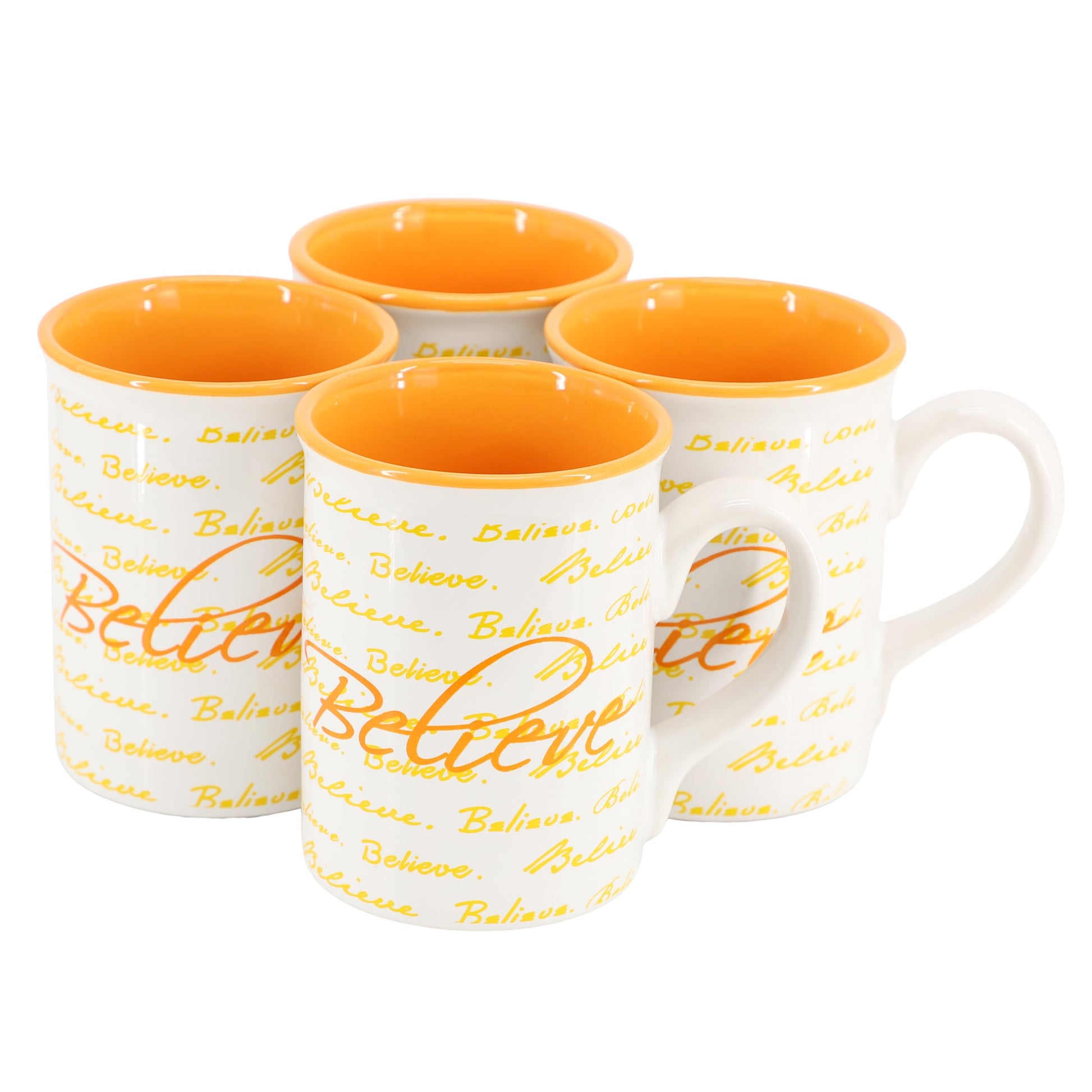 Gibson Home Inspirational Words Mug Set 16oz 4pc Orange