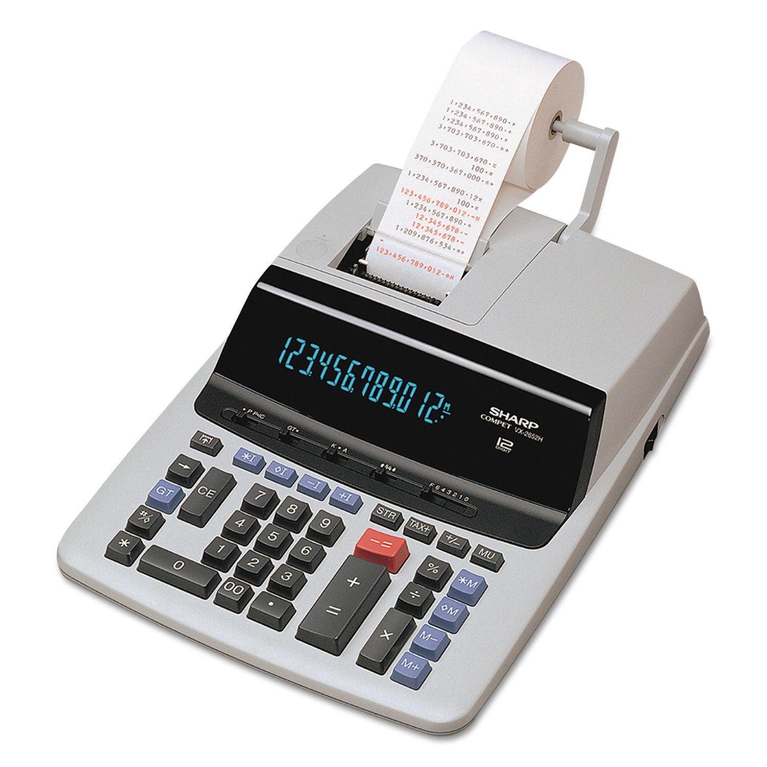 VX2652H Two-Color Printing Calculator, 12-Digit Fluorescent, Black/Red