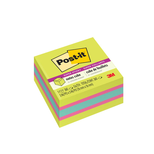 Post-it Notes Cube Notes, 3" x 3", Aqua, Pad of 360 Sheets