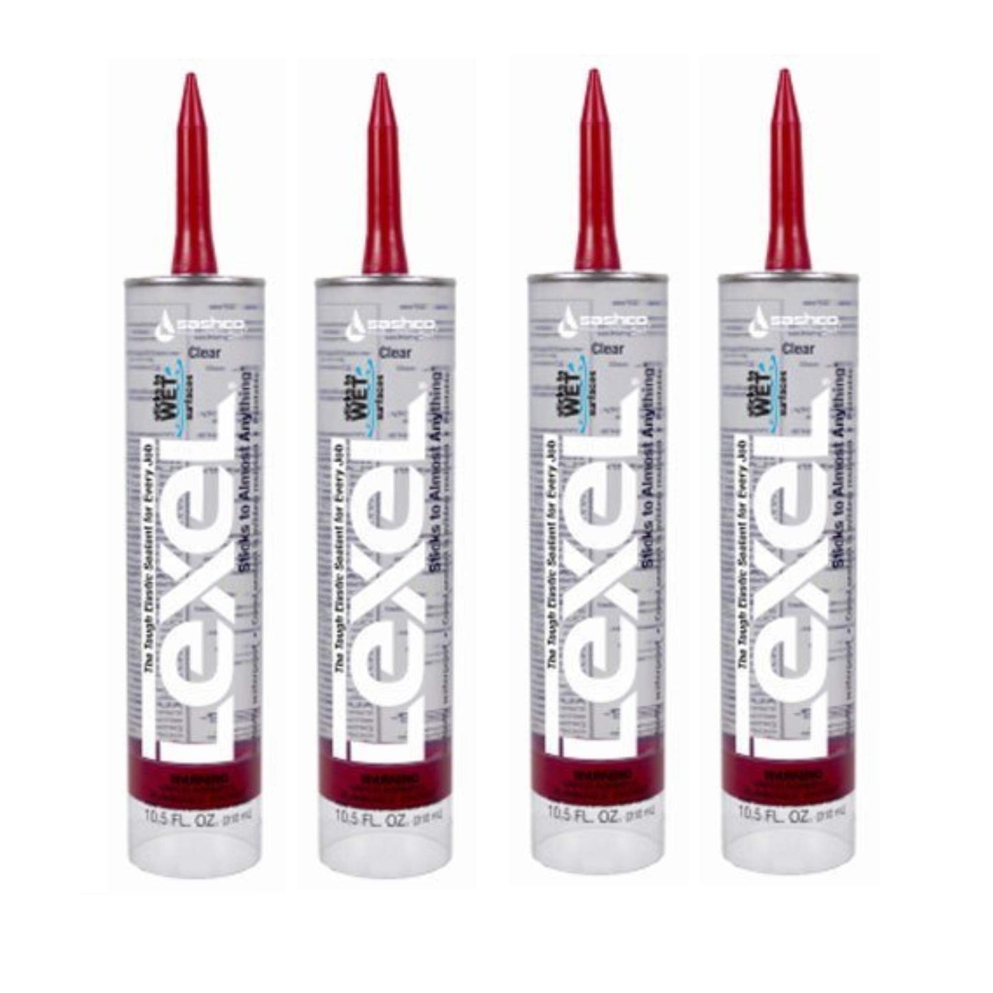 Sashco Lexel Clear Adhesive Caulk 10.5oz, 4 Pack