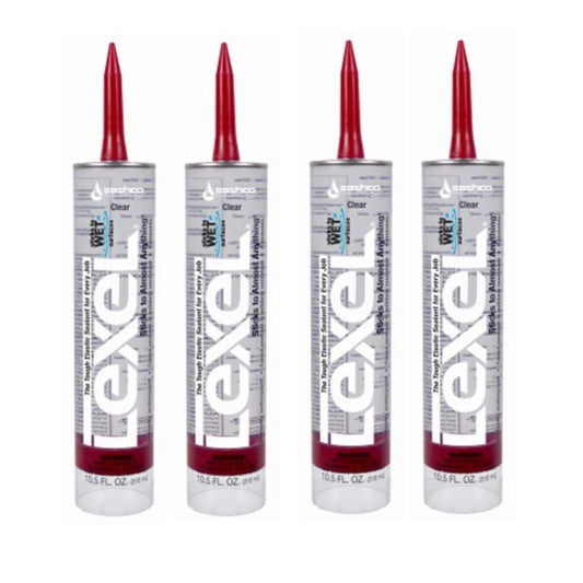 Sashco Lexel Clear Adhesive Caulk 10.5oz, 4 Pack