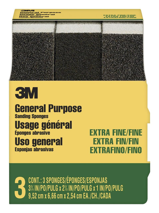 3M Extra Fine/Fine Sanding Sponge 3-Pack 907NA-3P-CC