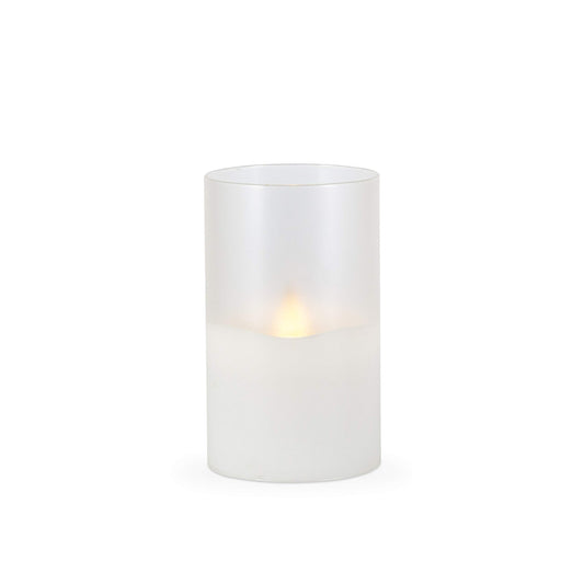 3.5-in D x 6-in H Hand Poured Wax Candle in Frosted Glass with Exclusive Illumaflame™ Glow