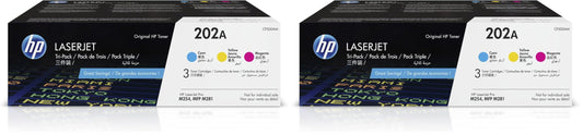 HP 202A Cyan,Magenta,Yellow Toner Cartridges Printers | Works with Color LaserJet Pro M254,Color LaserJet Pro MFP M281 Series | CF500AM,(Pack of 6)