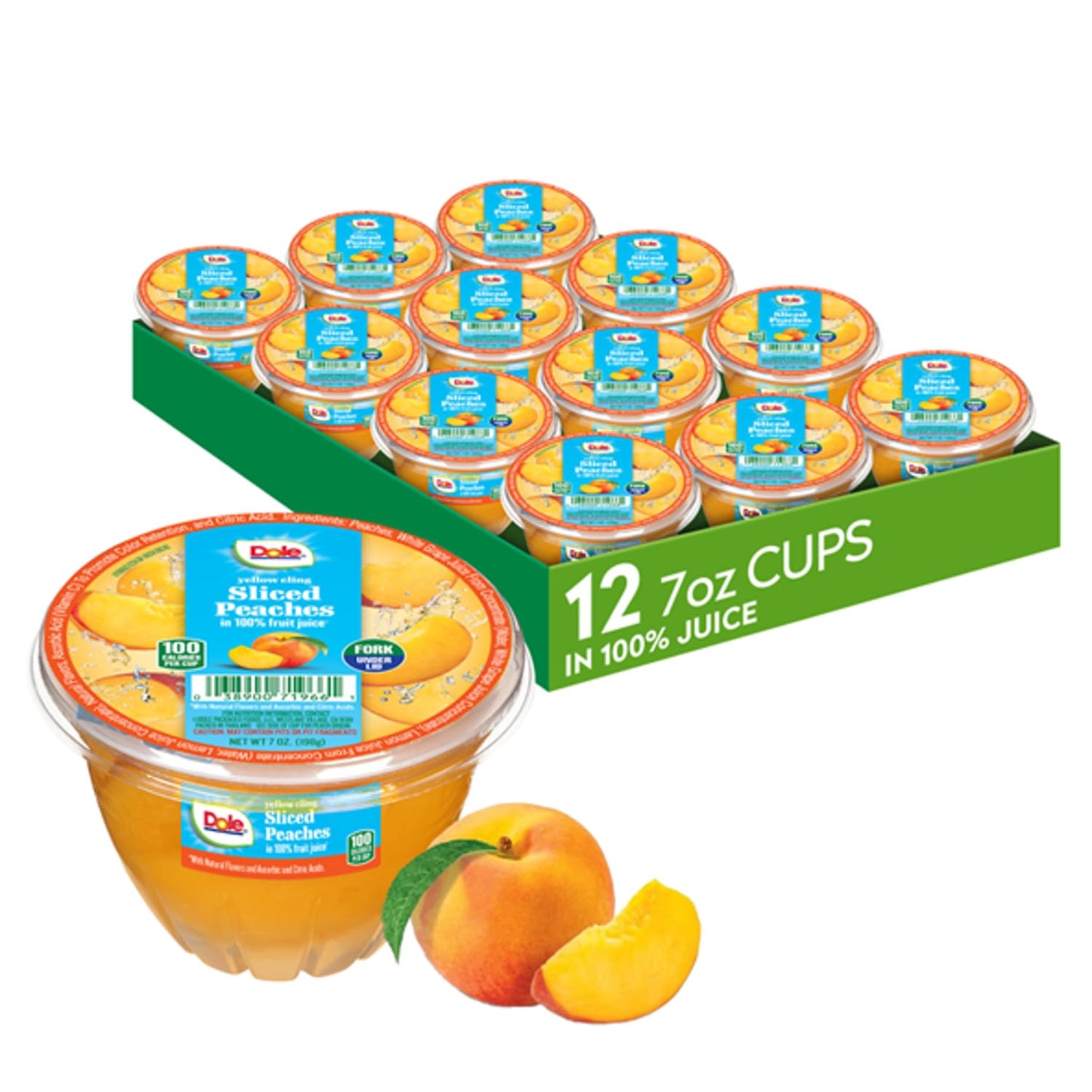 Dole Fruit Bowls Diced Peaches 7oz 12 Pack