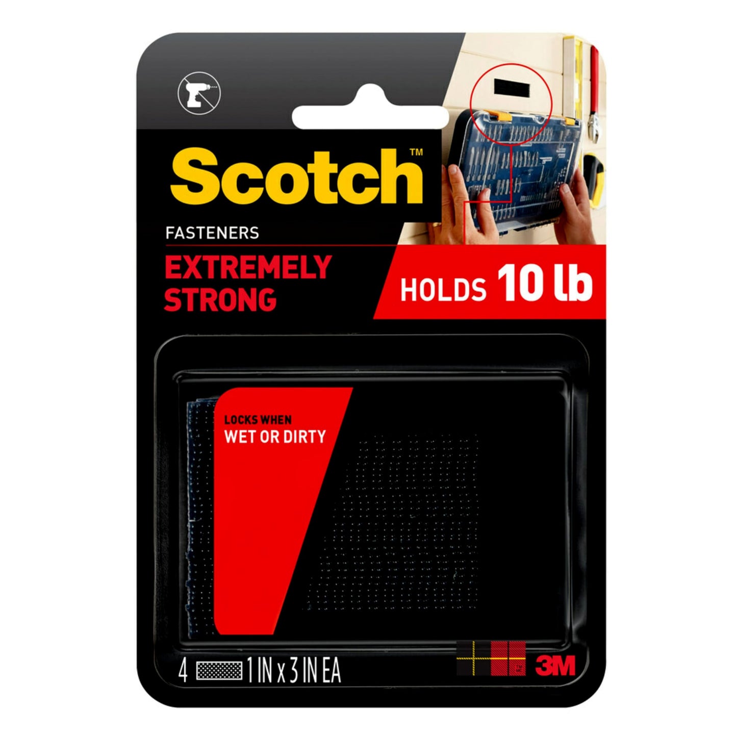 Scotch Extreme Interlocking Fasteners RF6731 1" x 3" 4 Strips