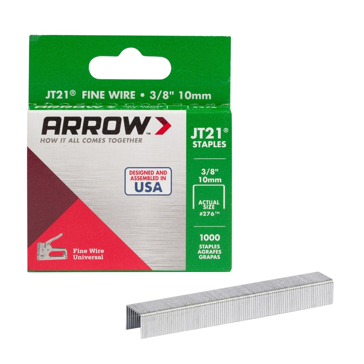 Arrow Fastener 276 Genuine JT21/T27 3/8-Inch Staples, 1,000-Pack