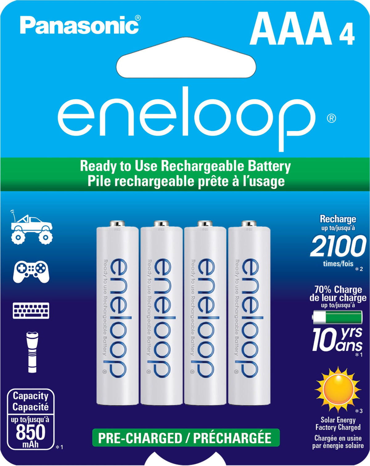 Panasonic Eneloop BK-4MCCA4BA AAA Rechargeable Batteries 4-Pack