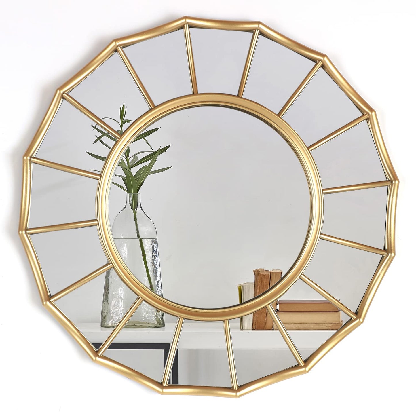 Mirrorize Round Gold Framed Wall Mirror 21"