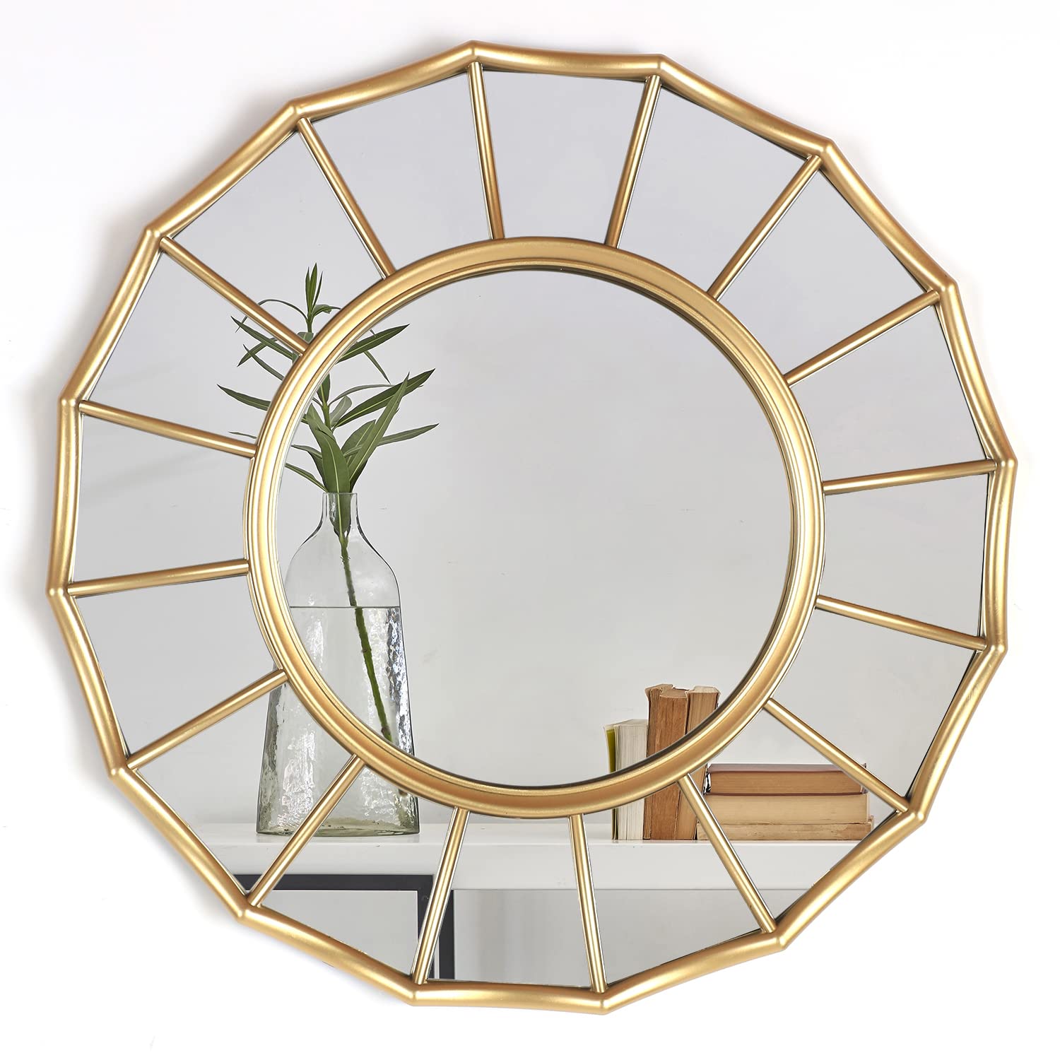 Mirrorize Round Gold Framed Wall Mirror 21"