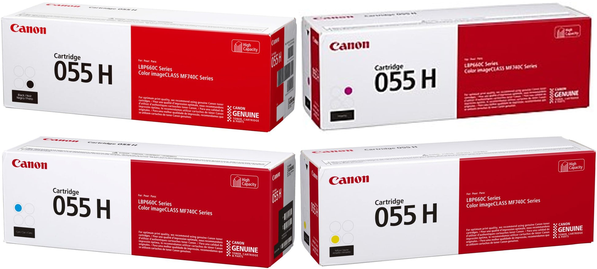 Canon Genuine 055 High Yield 4-Color Complete Toner Cartridge Set (CRG055HYCMYK)