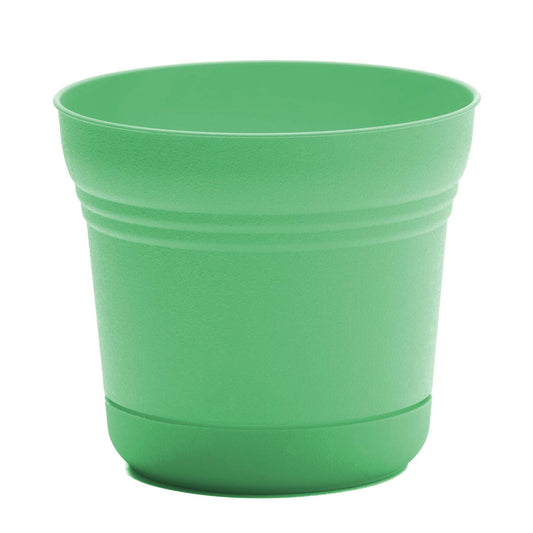 Bloem Saturn 7" Mint Green Round Resin Planter Pot with Snap-in Saucer for Indoor and Outdoor Gardening