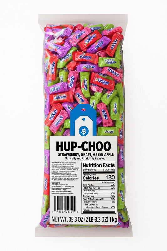 Assorted Bulk Bag, Green Apple Strawberry Mango Grape, Soft & Chewy Candy 2.2lb - 185+ Pieces Individually Wrapped, Ideal for Easter Basket, Made with Immensely Juicy Fruity Candy Flavors 634520