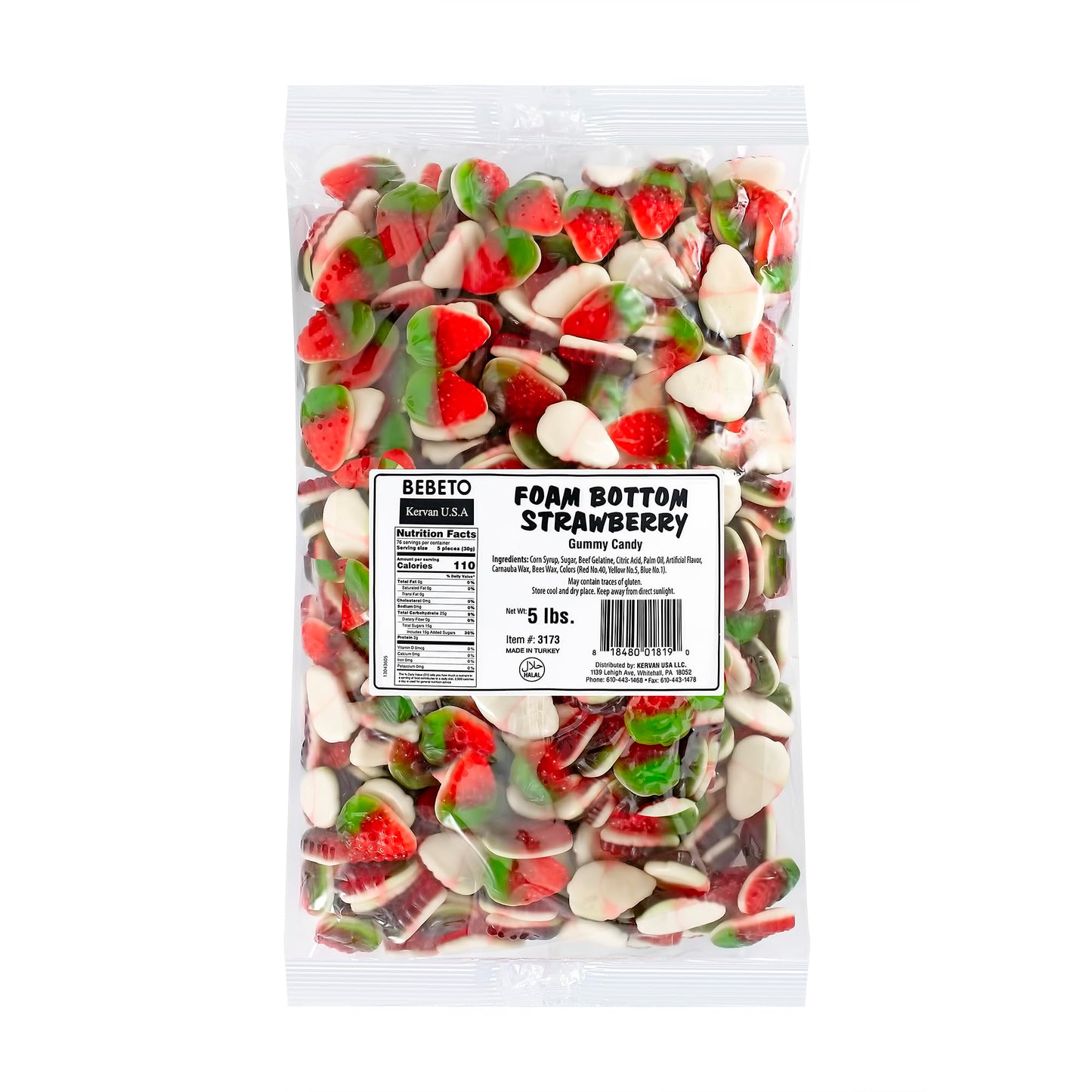 Kervan Bebeto Foam Bottom Strawberry Gummies 5 lbs