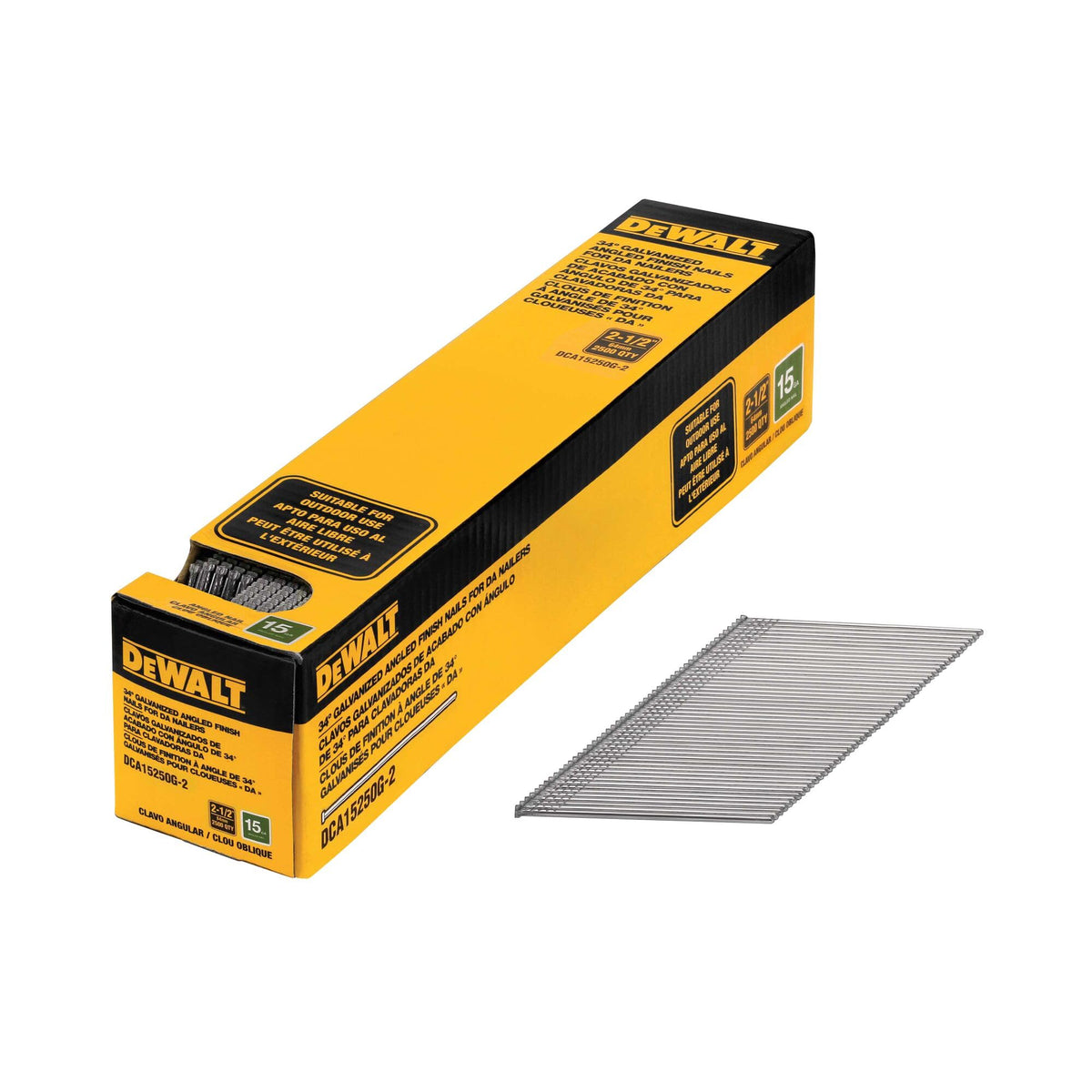 DEWALT 2-1/2 in. 15 Gauge DA Style Angled Finish Nails (2,500 PK) (DCA15250G-2)