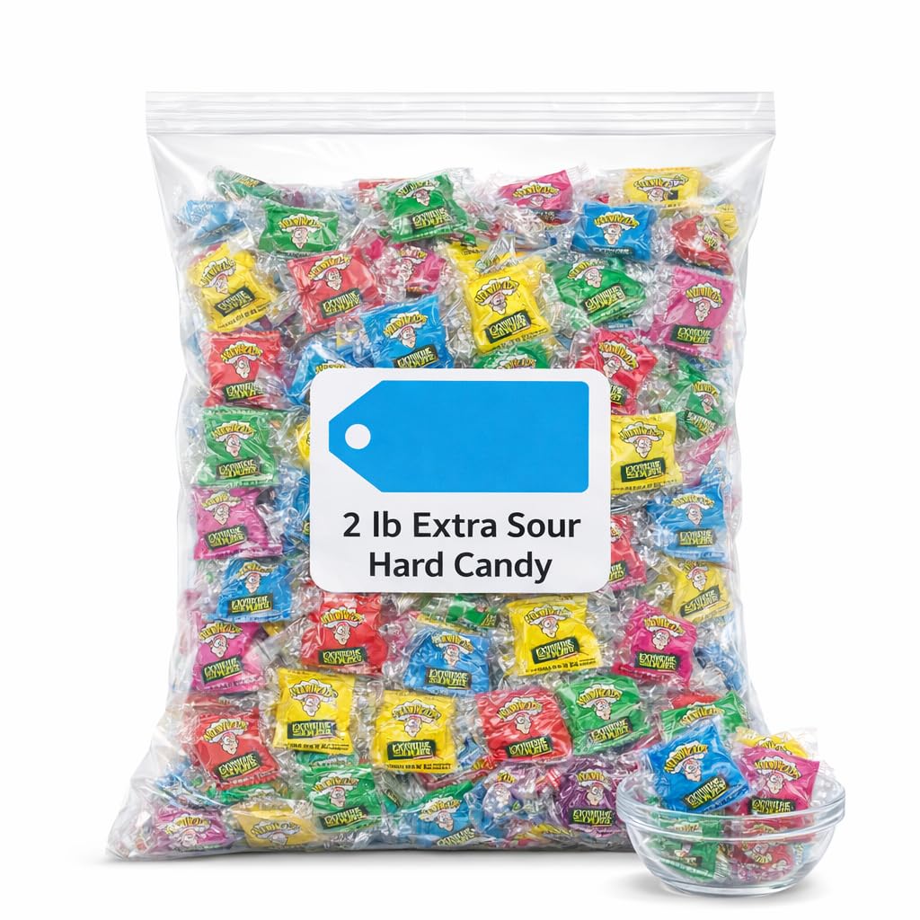 Extreme Sour Hard Candy – 2 lb Bulk Bag, Assorted Super Sour Powder-Coated Candy for Parties & Candy Bowls
