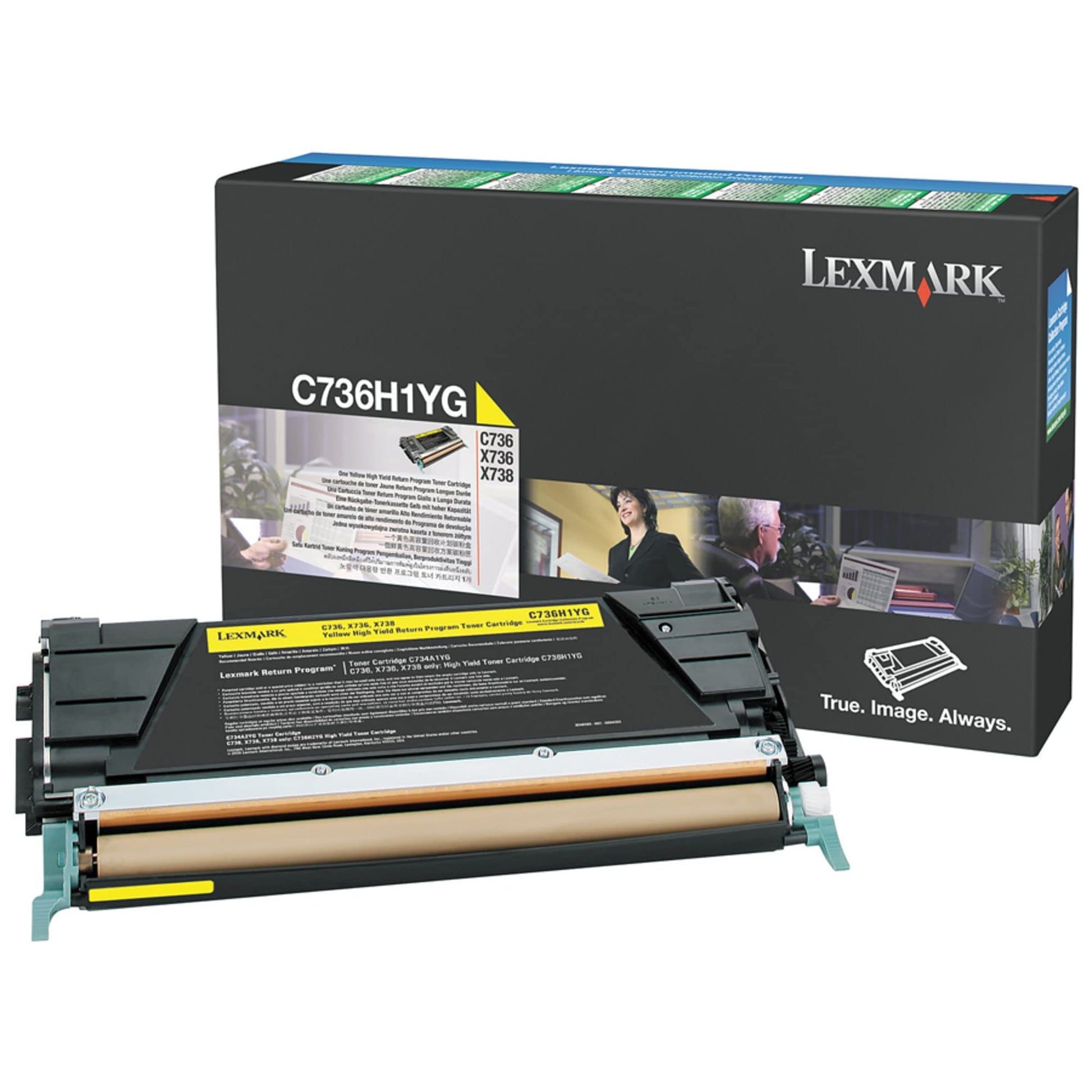 Lexmark C736H1YG High-Yield Toner Cartridge, Yellow - in Retail Packaging