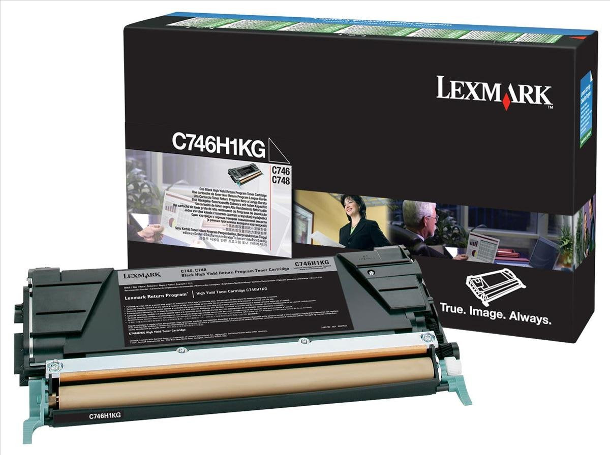 Lexmark C746H1KG High-Yield Toner Cartridge, Black in Retail Packaging