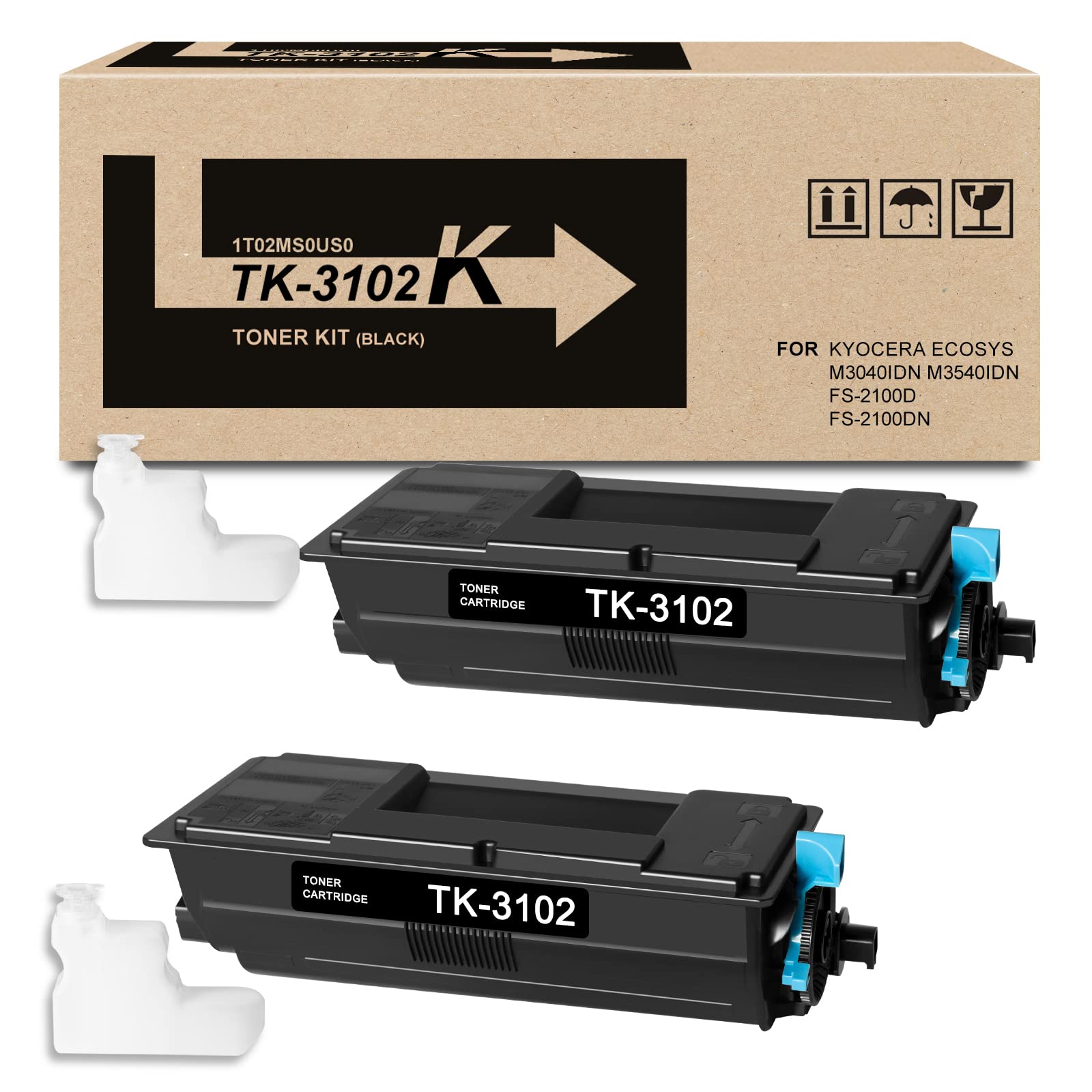 Kyocera TK-3102 (TK3102) Black Toner Cartridge 2-Pack for FS-2100, M3040, M3540