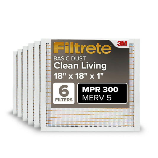 3M Filtrete 18x18x1 Air Filter MERV 5 6-Pack