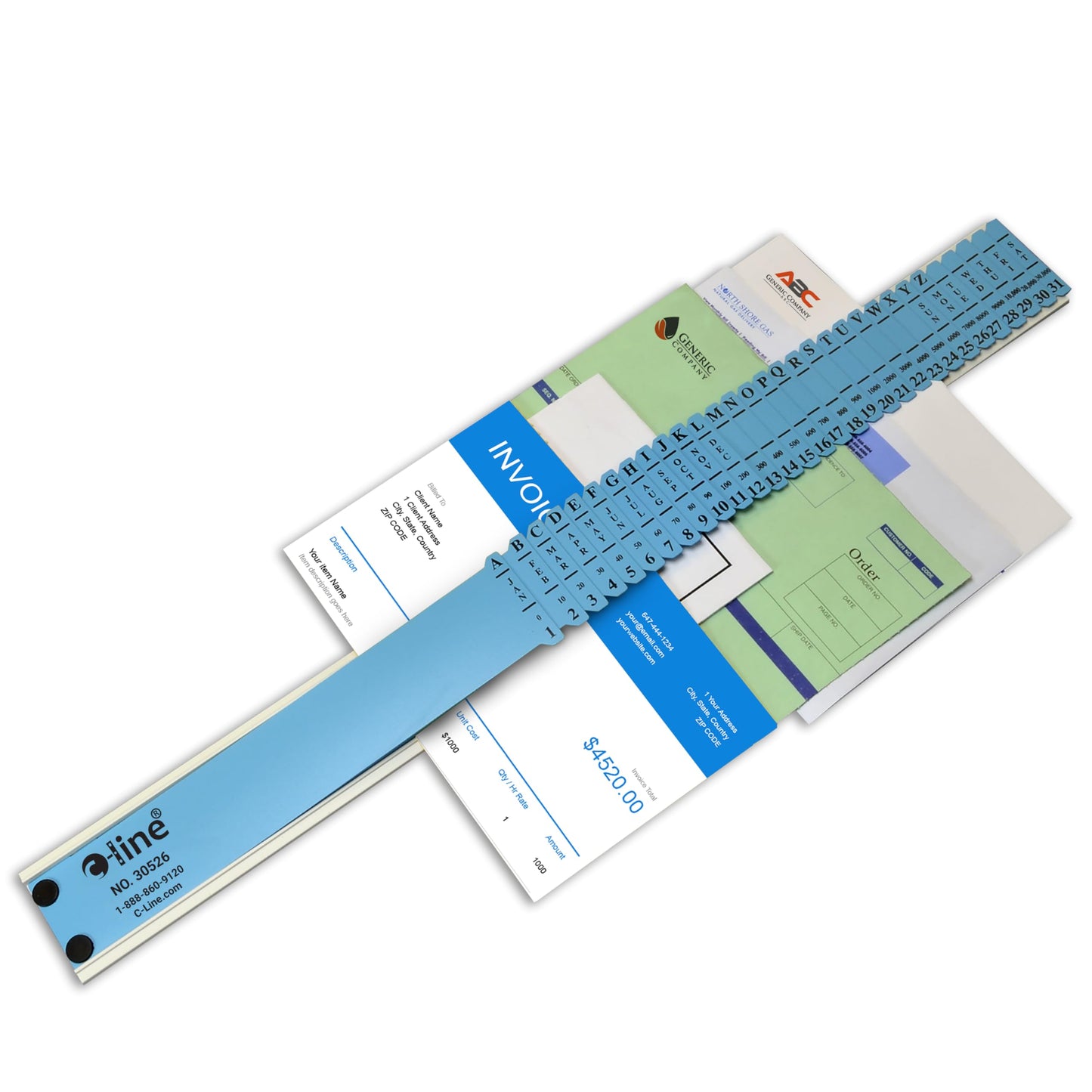 C-Line® All-Purpose Plastic Sorter, 2 1/2" x 23 1/2" x 3/4", Blue/Gray
