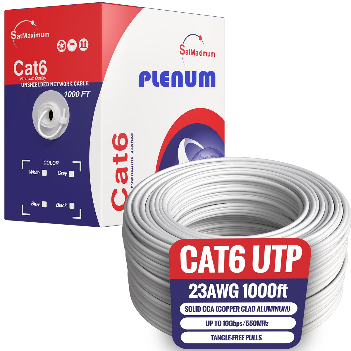 CableWholesale CAT6 Bulk Cable 1000 ft White