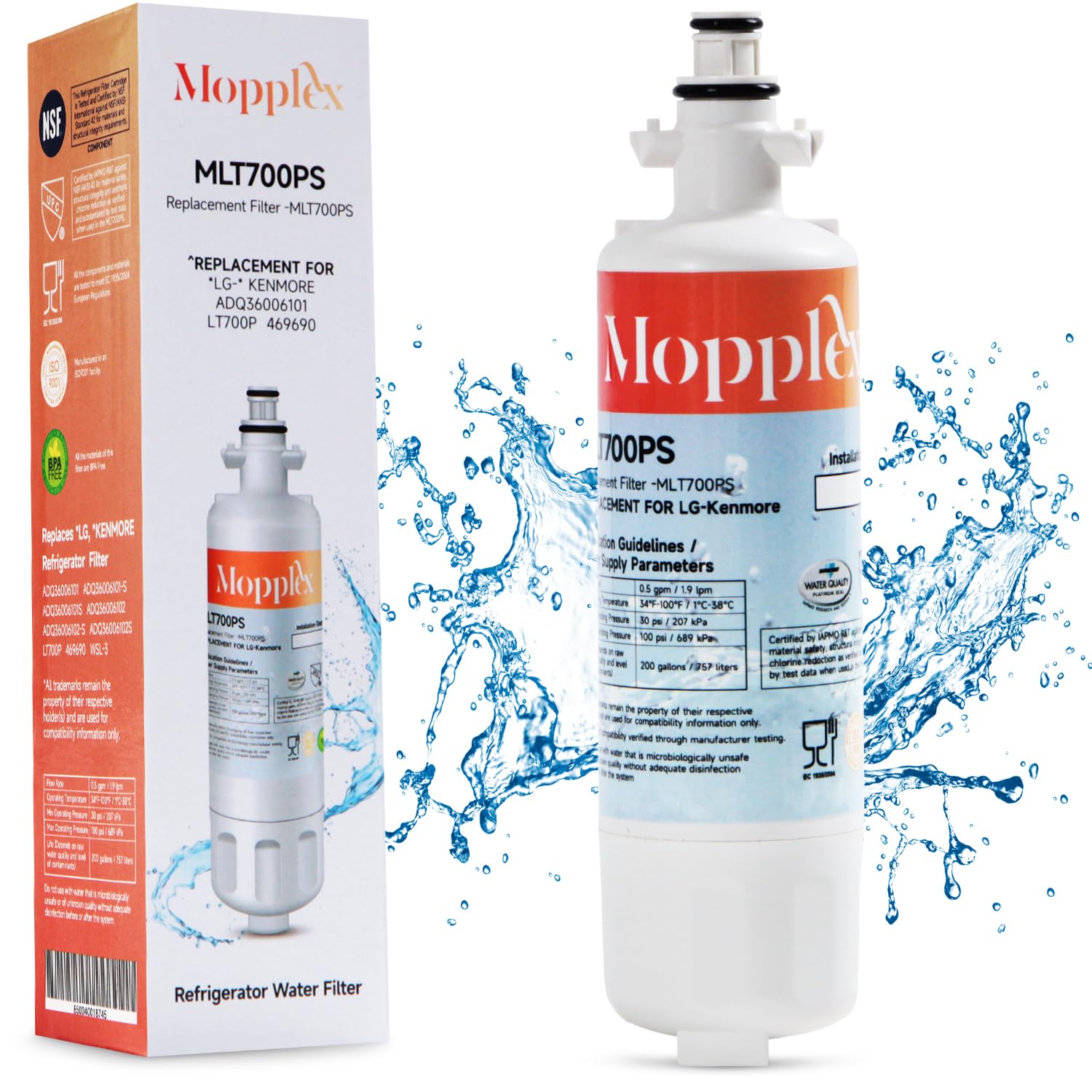 Mopplex Refrigerator Water Filter Replacement, LT700P Compatible Replacement Filter for Fridges, Water Filter for Lg Refrigerator Ensures Optimal Performance and Installation for Safe Drinking Water