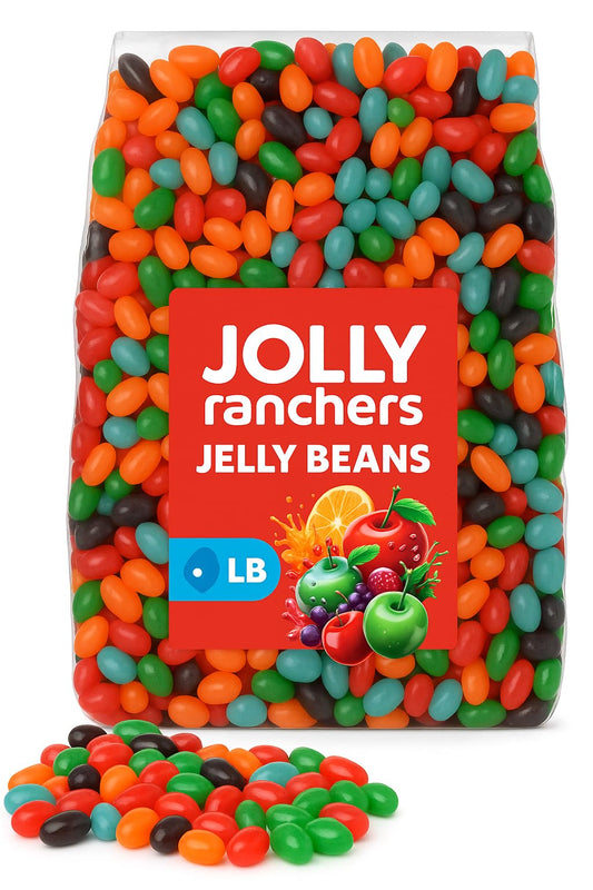 Jolly Ranchers Jelly Beans – 2 lb Bulk Bag | jumbo-sized jelly beans | Assorted Flavors: strawberry (pink), grape (purple), cherry (red), lime (green), lemon (yellow), and orange | Perfect for Candy Lovers, Parties, Easter & Gifting