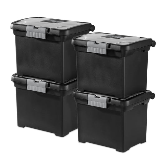 Sterilite Portable File Box 4-Pack Black