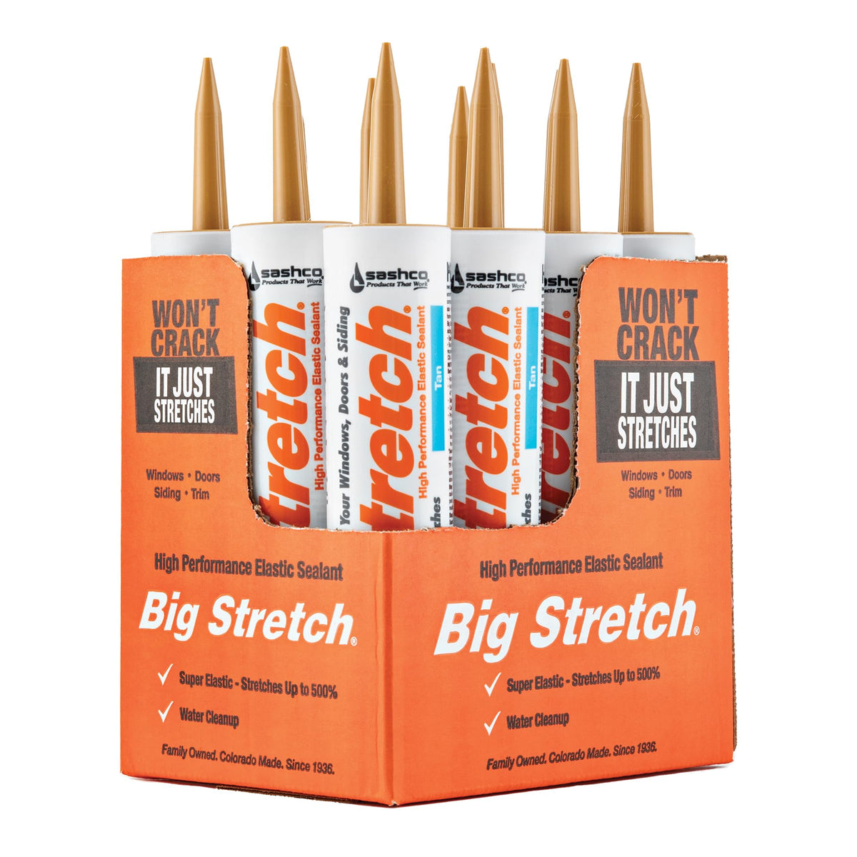 Sashco Big Stretch Caulk 10.5oz Tan 12-Pack