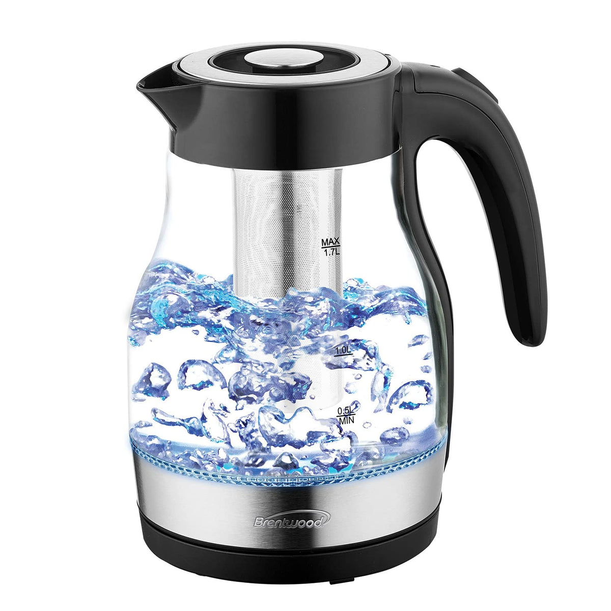 Brentwood KT-1962BK Cordless Glass Electric Kettle 1.79-Qt
