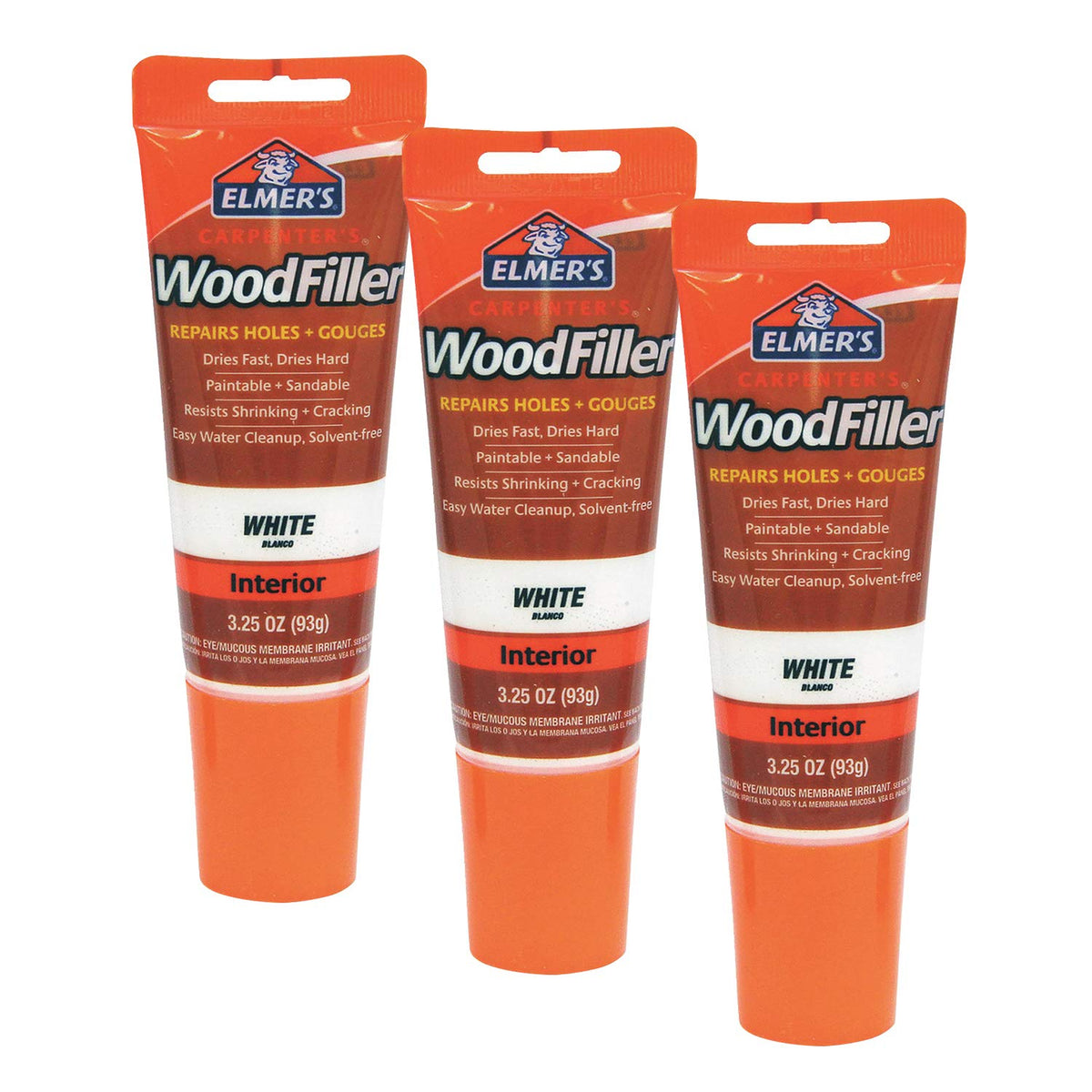 Elmer's E855 Wood Filler 3.25 oz White 3 Pack