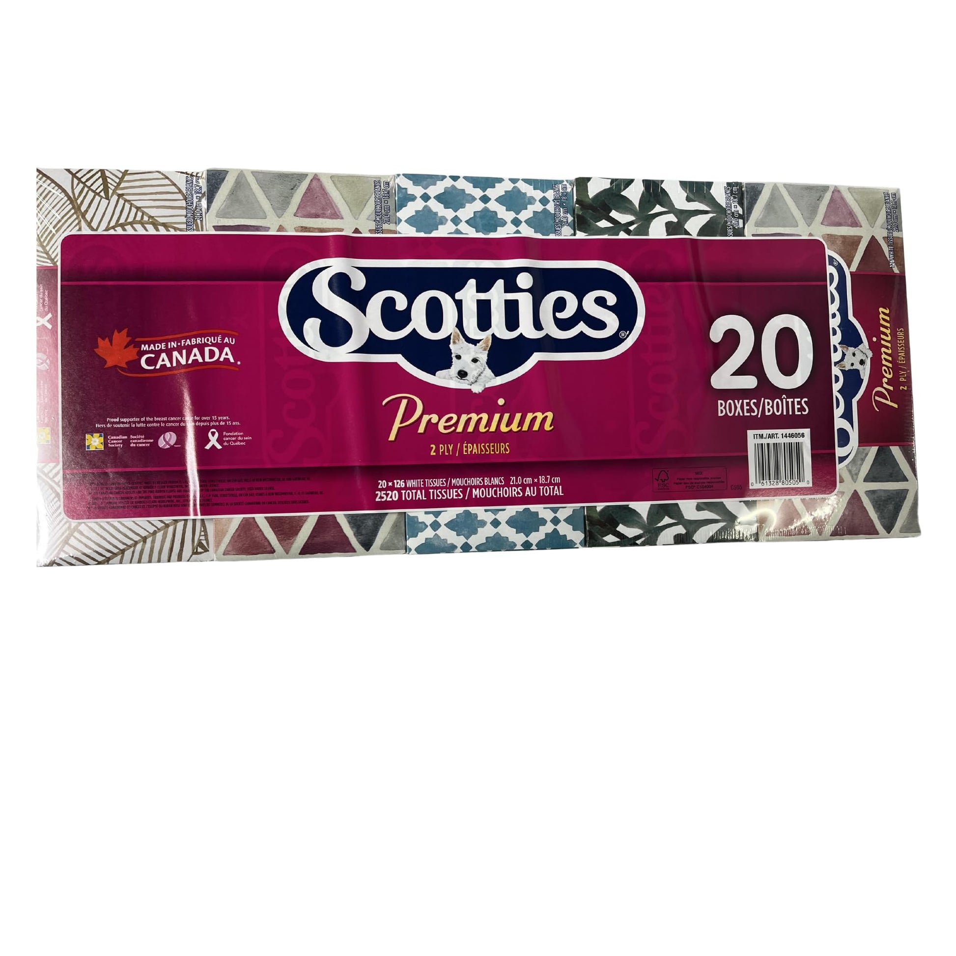 Scotties Premium 2 Ply Facial Tissues 126 Count Box of 20