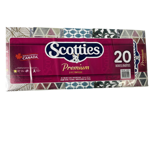 Scotties Premium 2 Ply Facial Tissues 126 Count Box of 20