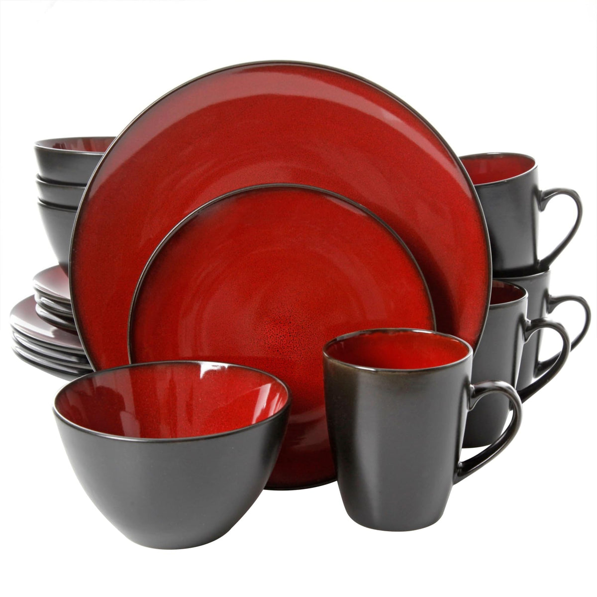 Gibson Soho Lounge 16pc Dinnerware Set, Burgundy