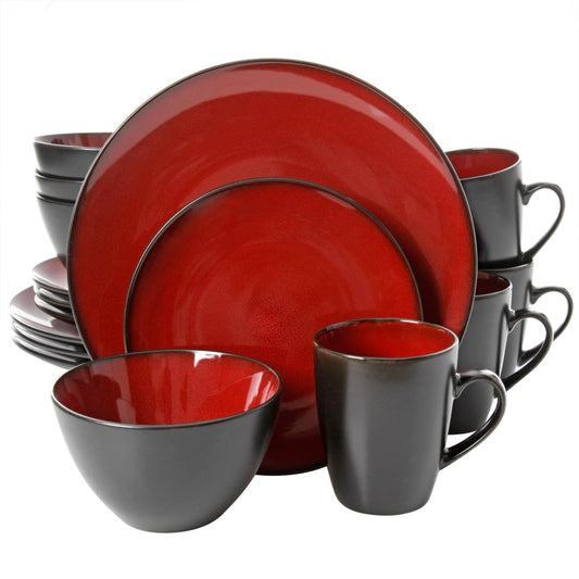 Gibson Soho Lounge 16pc Dinnerware Set, Burgundy