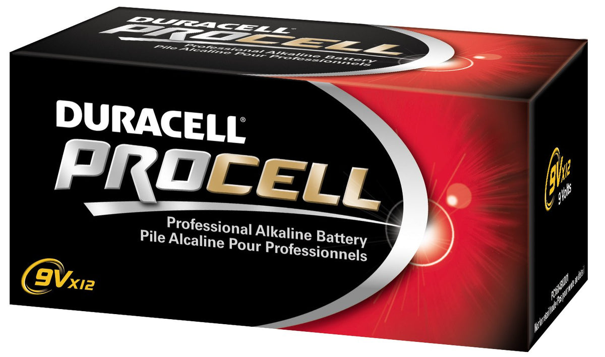 Procell Alkaline Batteries, 9V, 12/Box
