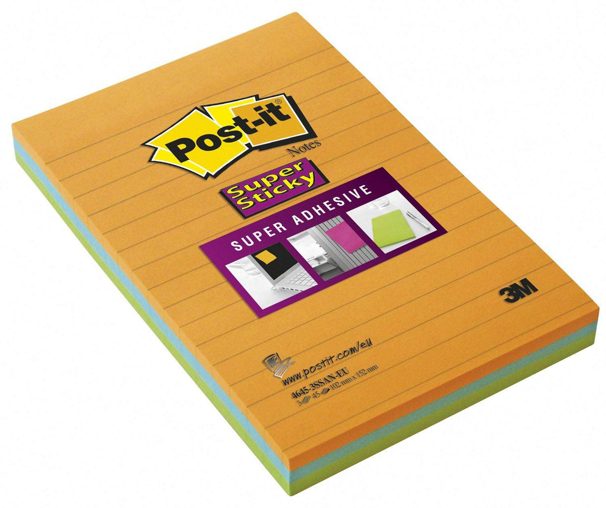 3M Post-it Notes 4" x 6" 4645-3SSANT Assorted