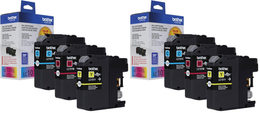 Brother Genuine Standard Yield Color Ink Cartridges, LC1013PKS, Cyan, Magenta, Yellow, 300 Pages/Cartridge, 3 Count (Pack of 2)