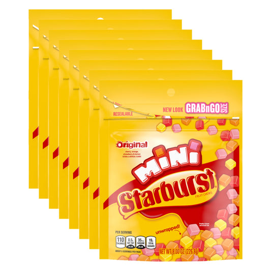STARBURST Fruit Chews Candy - Original Minis, 8oz, Mini Candy, Bulk Box Pack of 8
