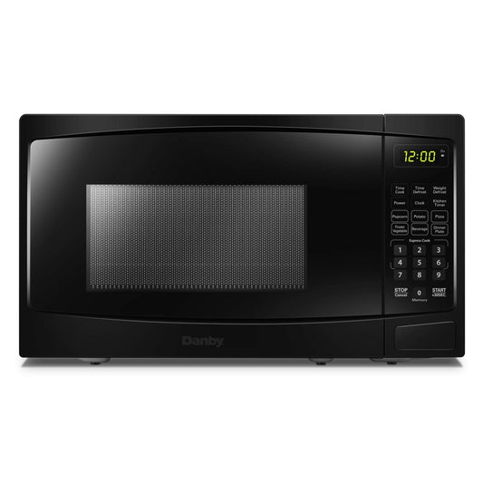 Danby DBMW0720BBB 700 Watts 0.7 Cu.Ft. Countertop Microwave with Push Button Door| 10 Power Levels, 6 Cooking Programs| Auto Defrost and Child Lock, Black (Renewed)
