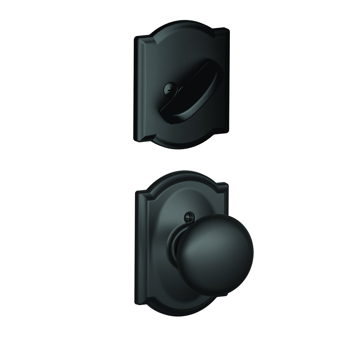 Schlage Plymouth Interior Knob Set F59PLY622CAM Matte Black