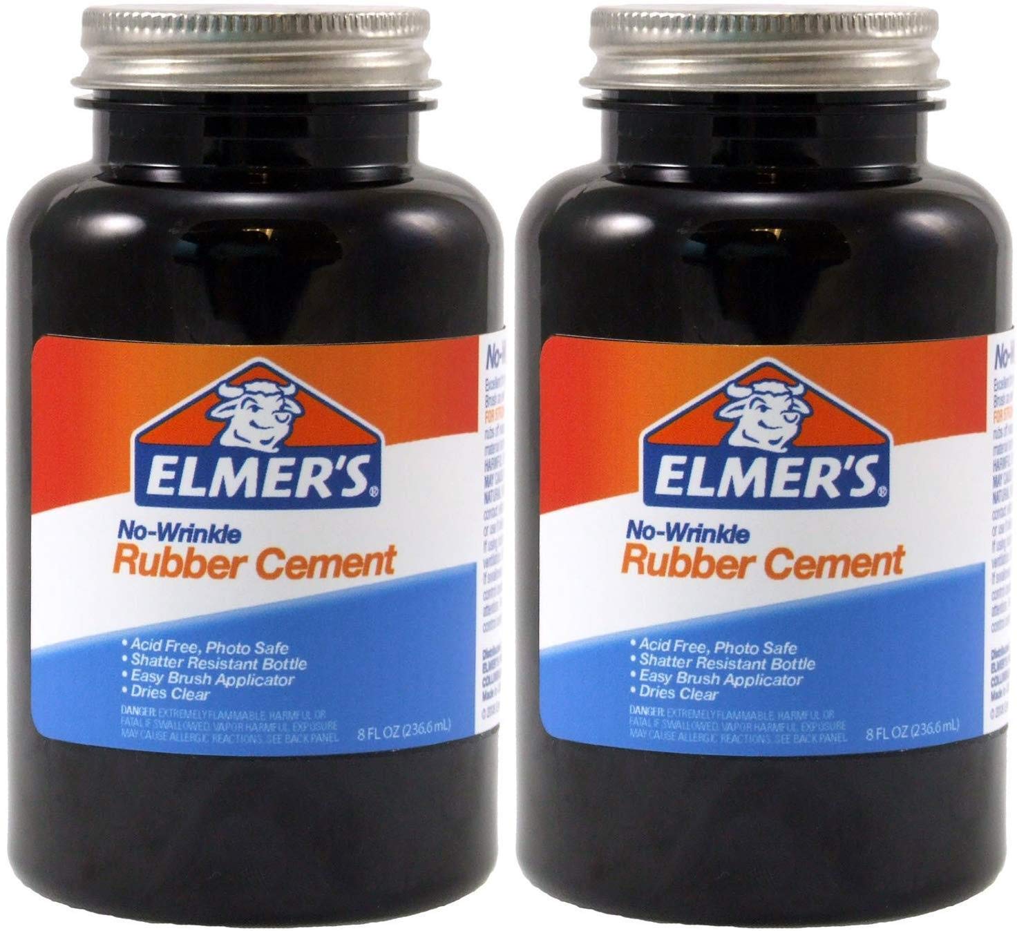 Elmer's Rubber Cement, No-Wrinkle, 8 Ounces Pack of 2