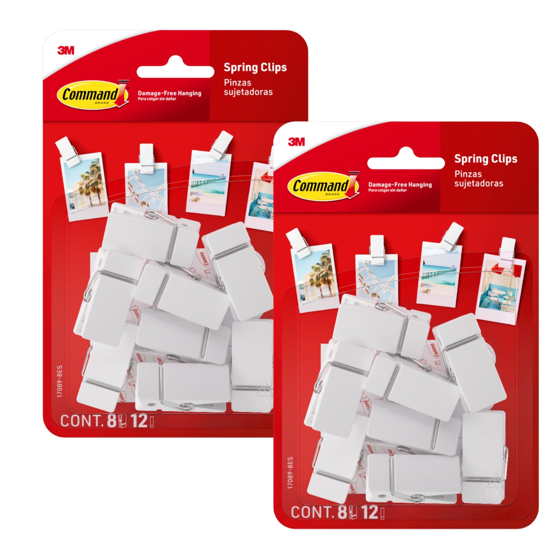 3M Command Spring Clips 2-Pack 16 Clips White