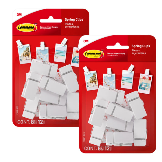 3M Command Spring Clips 2-Pack 16 Clips White